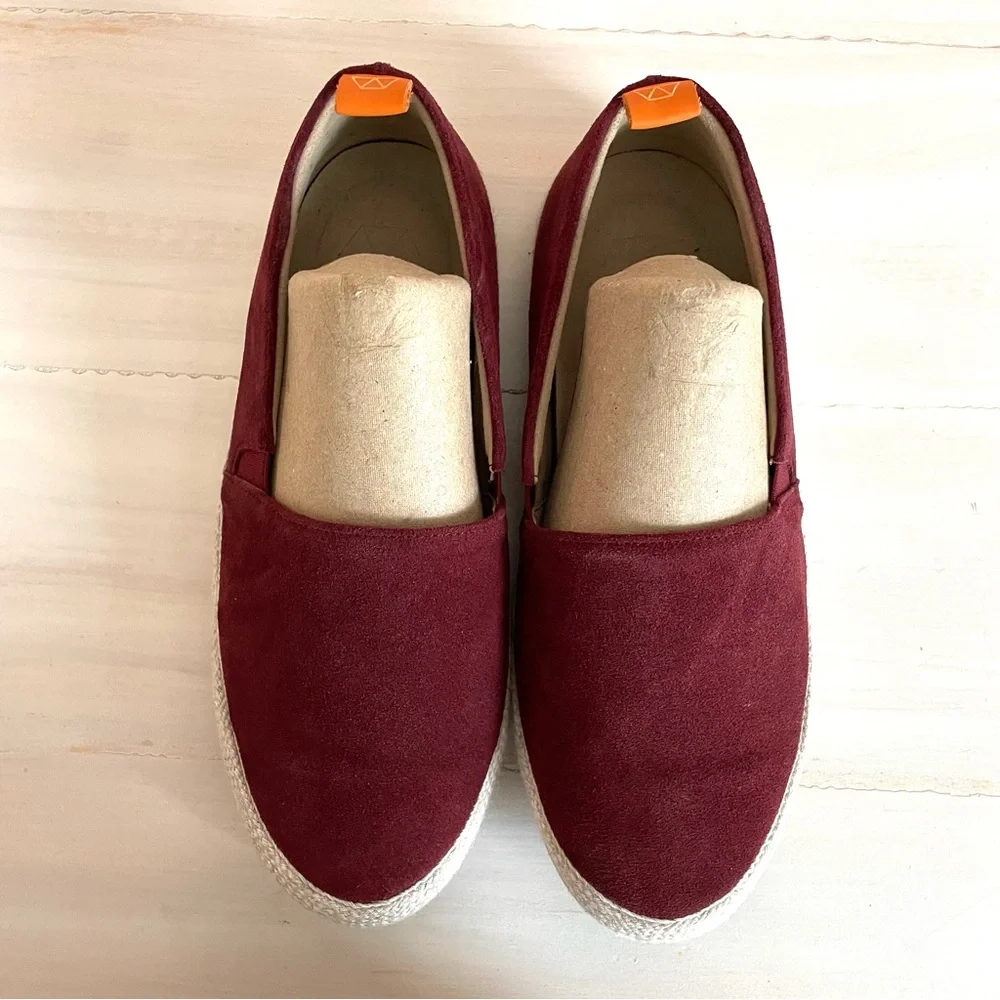 Mulo Mens Suede Espadrilles Casual Slip On Loafer Shoes In Burgundy Red Size 7